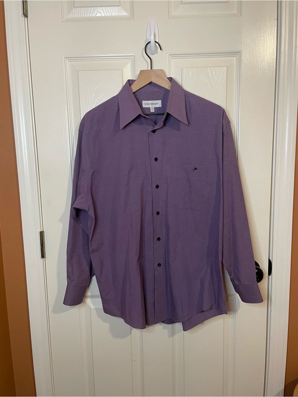 Yves Saint Laurent Purple Cotton Blend Button Down Dress Shirt Size Large